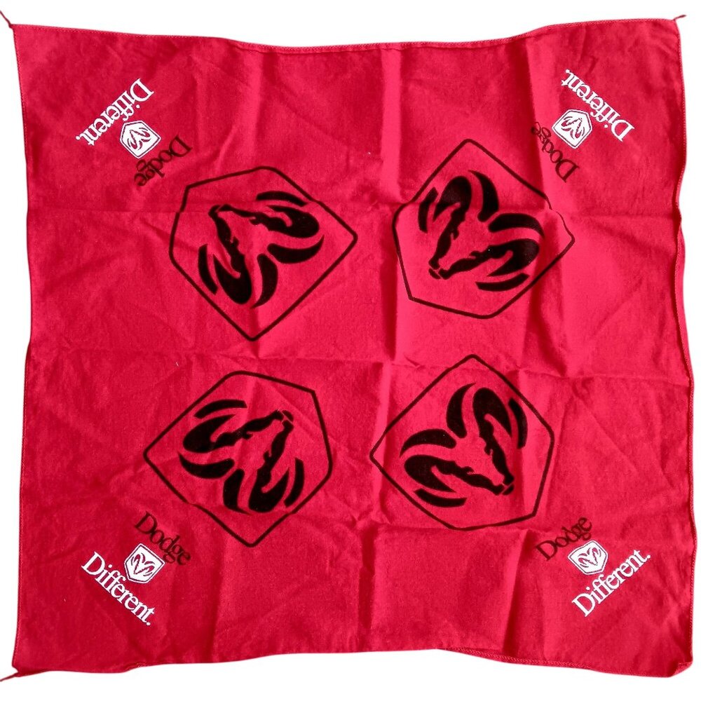 Vintage Red Dodge Hanky Bandana Scarf With Ram Logo & "Dodge Different"